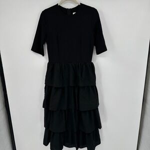 JESSAKAE COLLECTION Black Tiered Ruffle Midi Dress Women's Size Medium